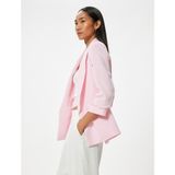 Koton Uzun Blazer Ceket Ters Şal Yaka 3/4 Kol Kapaklı Cep Detaylı Krep Kumaş - 38 - Pembe