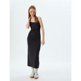 Koton Uzun Bodycon Elbise Ip Askılı Bisiklet Yaka Slim Fit - Siyah