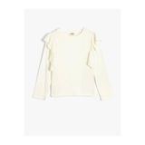 Koton Uzun Kollu Bisiklet Yaka Fırfır Detaylı Viskon Tişört