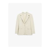 Koton Uzun Kollu Cepli Düğmeli Çizgili Oversize Blazer Ceket
