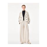 Koton Uzun Kollu Cepli Düğmeli Kruvaze Yaka Gabardin Ceket
