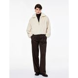 Koton Uzun Kollu Cepli Fermuarlı Crop Peluş Bomber Ceket - 34 - Ekru
