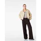 Koton Uzun Kollu Cepli Fermuarlı Dik Yaka Crop Gabardin Bomber Ceket - 42 - Ekru