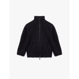 Koton Uzun Kollu Cepli Fermuarlı Dik Yaka Oversize Peluş Mont Siyah 6wak20291ew Siyah