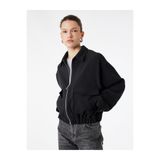 Koton Uzun Kollu Cepli Fermuarlı Gabardin Crop Bomber Ceket