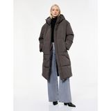 Koton Uzun Kollu Cepli Kapüşonlu Anorak Su Itici Uzun Oversize Şişme Mont - 34 - Antrasit