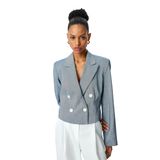 Koton Uzun Kollu Düğmeli Kruvaze Yaka Crop Blazer Ceket