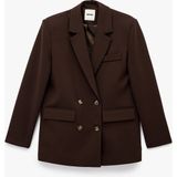 Koton Uzun Kollu Düğmeli Oversize Blazer Ceket - Kahve - 34