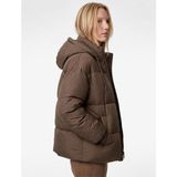 Koton Uzun Kollu Fermuarlı Kapüşonlu Anorak Oversize Şişme Mont - 36 - Siyah