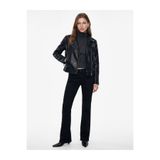 Koton Uzun Kollu Fermuarlı Suni Deri Crop Biker Ceket