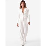 Koton Uzun Kollu Geniş Yaka Düğmeli Crop Blazer Ceket - 34 - Ekru