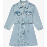 Koton Uzun Kollu Gömlek Yaka Cepli Kemerli Denim Elbise - 9 - 10 Yaş - Mavi