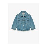 Koton Uzun Kollu Gömlek Yaka Kapaklı Cep Detaylı Pamuklu Denim Ceket, Orta İndigo, 4-5 Yaş