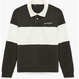 Koton Uzun Kollu Işlemeli Renk Bloklu Polo Yaka Sweatshirt - Siyah