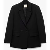 Koton Uzun Kollu Kapaklı Cep Detaylı Oversize Kruvaze Blazer Ceket - 42 - Siyah