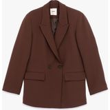 Koton Uzun Kollu Kapaklı Cep Detaylı Oversize Kruvaze Blazer Ceket - Kahve - 34
