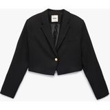 Koton Uzun Kollu Kruvaze Düğmeli Crop Blazer Ceket - 42 - Siyah