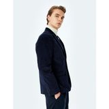 Koton Uzun Kollu Mono Yaka Pamuklu Kadife Blazer Ceket - Lacivert - 48