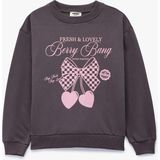 Koton Uzun Kollu Pamuklu Sweatshirt Kız Çocuk Siyah Renk Eğlenceli Desenli Tasarım - 9 - 10 Yaş
