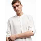 Koton Uzun Kollu Regular Fit Hakim Yaka Keten Gömlek - Beyaz - XL