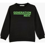 Koton Uzun Kollu Sweatshirt Erkek Çocuk Siyah Renk Slogan Baskılı Truvakar Kol Özelliği - 6 - 7 Yaş