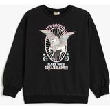 Koton Uzun Kollu Sweatshirt Kız Çocuk Siyah Unicorn Baskılı Truvakar Kol ile Şık Tasarım - 11 - 12 Yaş