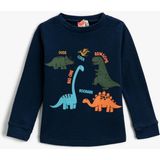 Koton Uzun Kollu Tişört Dinozor Baskılı Erkek Çocuk Günlük Stil Siyah Renk - Lacivert - 12 - 18 Ay