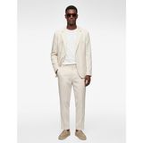 Koton Uzun Kollu Viskon Karışımlı Cepli Düğmeli Mono Yaka Slim Fit Blazer Ceket - 56 - Ekru