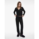 Koton Uzun Kollu Viskon Karışımlı Örme Nakışlı Yılbaşı Pijama Takımı - Siyah
