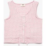Koton V Yaka Düğmeli Kolsuz Pötikare Bluz - Pembe - 7 - 8 Yaş