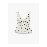 Koton V Yaka Kolsuz Fırfırlı Peplum Kesim Puantiyeli Poplin Bluz