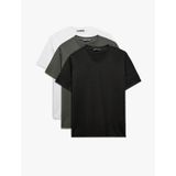 Koton V Yaka Pamuklu Slim Fit Basic 3'lü Erkek Tişört Seti Multıcolor 5sam10363hk Mavi