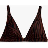 Koton V Yaka Zebra Desenli Bralet Bikini Üstü - 36 - Kahve