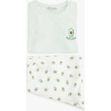 Koton Viskon Avokado Baskılı Şortlu Pijama Takımı - Yeşil