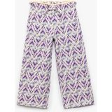 Koton Viskon Beli Bağcıklı Desenli Düz Paça Pantolon - Mor - 9 - 10 Yaş - Regular