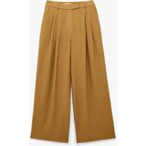 Koton Viskon Dokulu Kumaş Cepli Pile Detaylı Geniş Paça Palazzo Pantolon - Yeşil - Loose - 40