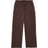Koton Viskon Karışımlı Beli Bağcıklı Cepli Geniş Paça Pantolon - Kahve - Loose - 7 - 8 Yaş