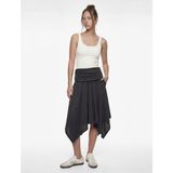 Koton Viskon Karışımlı Drape Detaylı Asimetrik Midi Etek - Siyah - XS