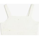 Koton Viskon Karışımlı Kare Yaka Askılı Crop Bluz - Ekru - 5 - 6 Yaş