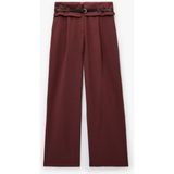 Koton Viskon Karışımlı Kemer Detaylı Geniş Paça Kumaş Pantolon - Bordo - Regular - 40