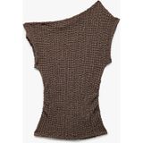 Koton Viskon Karışımlı Kolsuz Kayık Yaka Tişört - Kahve - 5 - 6 Yaş