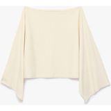 Koton Viskon Karışımlı Slim Fit 3/4 Yarasa Kol Kayık Yaka Crop Kazak - Ekru - XS