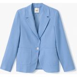 Koton Viskon Keten Karışımlı Düğmeli Uzun Kollu Cepli Kruvaze Blazer Ceket - Mavi - 34