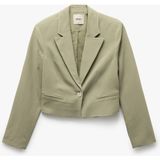 Koton Viskon-Keten Karışımlı Klasik Kruvaze Crop Blazer Ceket - Yeşil - 42