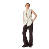 Koton Viskon-Keten Karışımlı Kolsuz Kruvaze Oversize Blazer Yelek