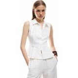 Koton Viskon Kumaş Astarlı Kolsuz Peplum Gömlek - Ekru - 34