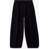 Koton Viskon Kumaş Beli Bağcıklı Loose Fit Cepli Balon Pantolon - Siyah - 36