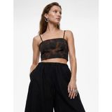Koton Viskon Kumaş Floral Desenli Ip Askılı Crop Büstiyer - Kahve - 38