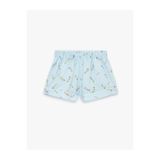 Koton Viskon Kumaş Rahat Kalıp Çiçek Desenli Çizgili Şort Pijama Altı