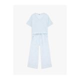 Koton Viskon Kumaş Rahat Kesim V Yaka Kısa Kollu Pijama Takımı